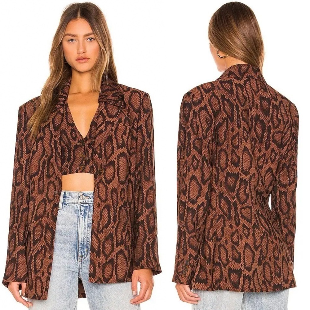 WeWoreWhat Brown & Black Snake Print Blazer